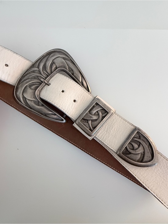 Streets Ahead Accessories - Streets Ahead White Leather Western Concho Belt | Made in USA | Size M